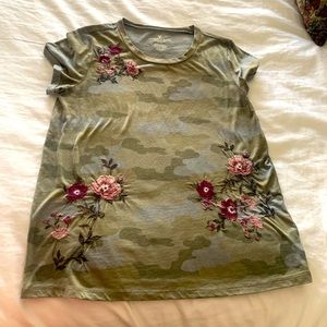 Camo and floral shirt
